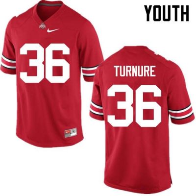 NCAA Ohio State Buckeyes Youth #36 Zach Turnure Red Nike Football College Jersey FZB7145XN